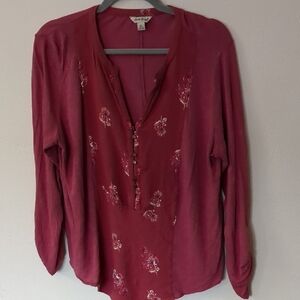 Women's Pink Button-Up Top Lucky Brand Xl